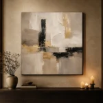 Warm Neutral Square Abstract Large Living Room Wall Art Canvas Print - Image 7