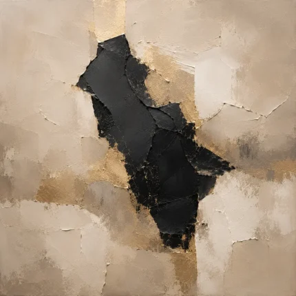 Beige & Charcoal Stone Form Large Living Room Wall Art Canvas Print