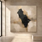 Beige & Charcoal Stone Form Large Living Room Wall Art Canvas Print - Image 3