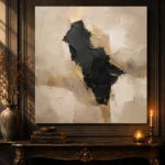 Beige & Charcoal Stone Form Large Living Room Wall Art Canvas Print - Image 4