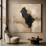 Beige & Charcoal Stone Form Large Living Room Wall Art Canvas Print - Image 6