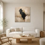 Beige & Charcoal Stone Form Large Living Room Wall Art Canvas Print styled in a refined neutral interior