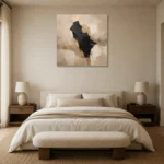 Beige & Charcoal Stone Form Large Living Room Wall Art Canvas Print showcased in an elegant minimalist interior