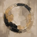 Ivory & Muted Gold Medallion Large Living Room Wall Art Canvas Print