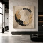 Ivory & Muted Gold Medallion Large Living Room Wall Art Canvas Print - Image 5
