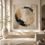 Ivory & Muted Gold Medallion Large Living Room Wall Art Canvas Print - Image 8