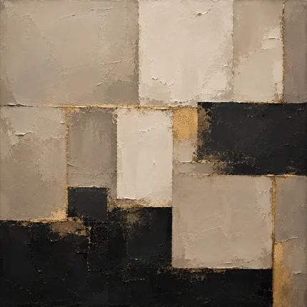 Sand & Black Geometric Large Living Room Wall Art Canvas Print