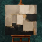 Sand & Black Geometric Large Living Room Wall Art Canvas Print - Image 2