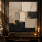 Sand & Black Geometric Large Living Room Wall Art Canvas Print - Image 4