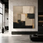 Sand & Black Geometric Large Living Room Wall Art Canvas Print - Image 5