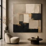 Sand & Black Geometric Large Living Room Wall Art Canvas Print - Image 6