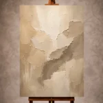 Beige, ivory, and taupe serene Neutral Living Room Wall Art print for elegant interiors. No text or watermarks in design.