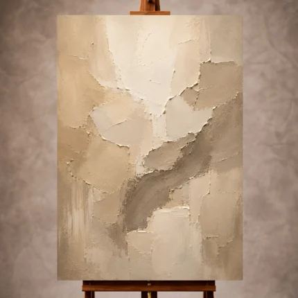 Beige, ivory, and taupe serene Neutral Living Room Wall Art print for elegant interiors. No text or watermarks in design.