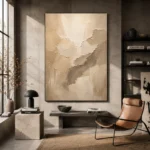 Serene Ivory & Taupe Neutral Living Room Wall Art Canvas Print - Image 3