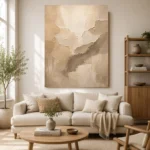 Serene Ivory & Taupe Neutral Living Room Wall Art Canvas Print - Image 7