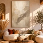 Serene Ivory & Taupe Neutral Living Room Wall Art Canvas Print - Image 8