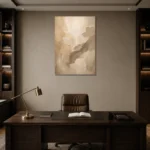 Serene Ivory & Taupe Neutral Living Room Wall Art Canvas Print displayed in a contemporary gallery-inspired room