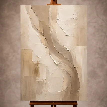 Beige and taupe Neutral Living Room Wall Art print for elegant interiors. No text or watermarks in design.