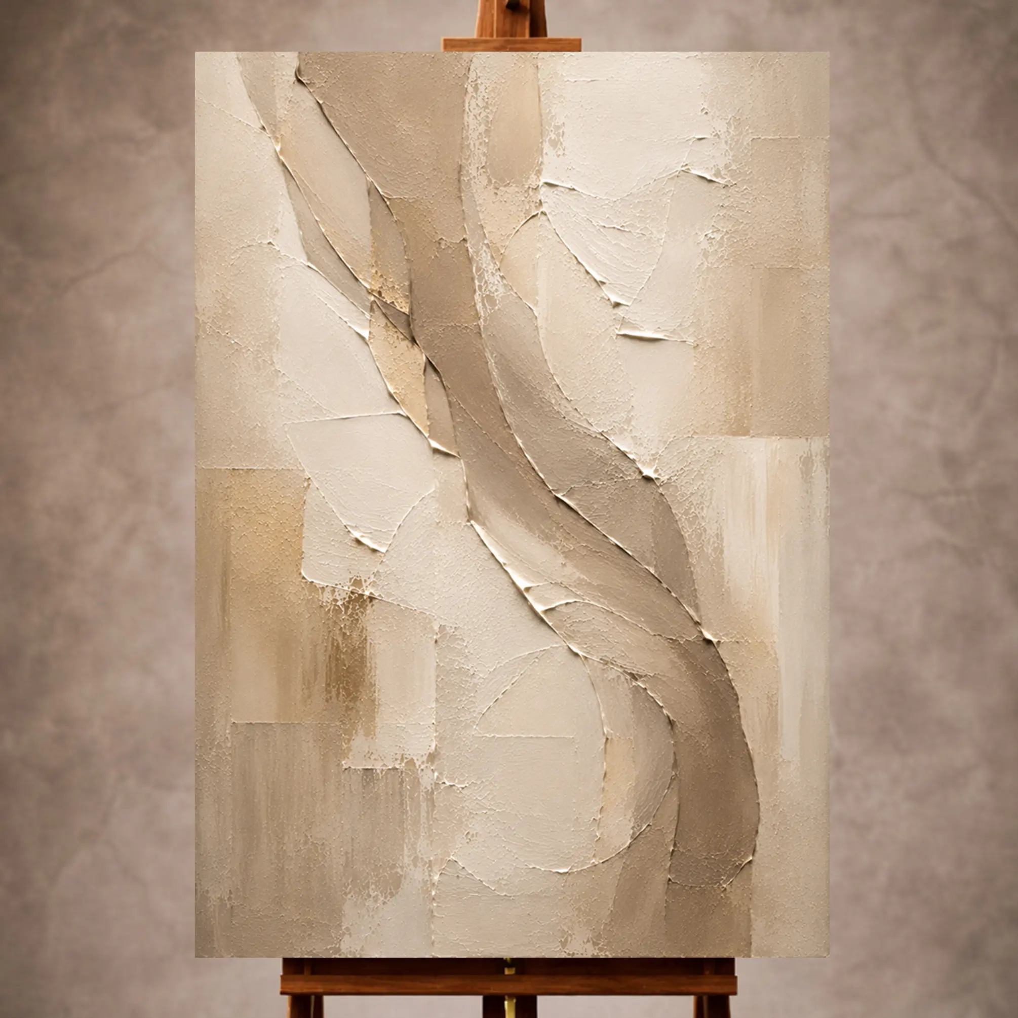 Premium Wall Art Dikey Html Edition – LVNGRM027 Image 1 Beige and taupe Neutral Living Room Wall Art print for elegant interiors. No text or watermarks in design.