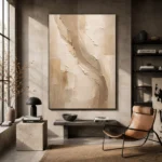 Taupe Veil Neutral Living Room Wall Art Canvas Print - Image 3