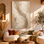 Taupe Veil Neutral Living Room Wall Art Canvas Print - Image 8