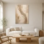 Taupe Veil Neutral Living Room Wall Art Canvas Print styled in a refined neutral interior