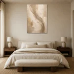 Taupe Veil Neutral Living Room Wall Art Canvas Print showcased in an elegant minimalist interior