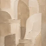 Beige Architectural Neutral Living Room Wall Art Canvas Print