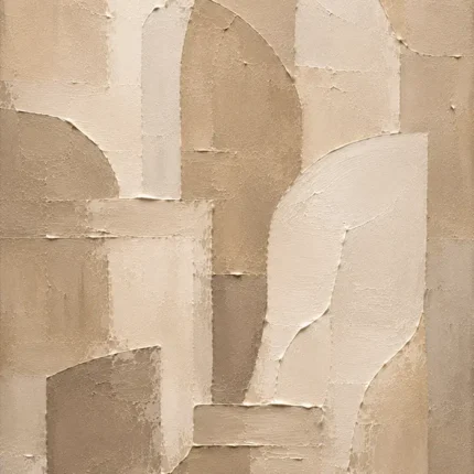 Beige Architectural Neutral Living Room Wall Art Canvas Print