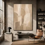 Beige Architectural Neutral Living Room Wall Art Canvas Print - Image 3