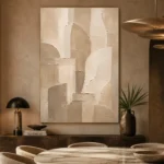 Beige Architectural Neutral Living Room Wall Art Canvas Print - Image 5