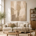 Beige Architectural Neutral Living Room Wall Art Canvas Print - Image 7
