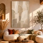 Beige Architectural Neutral Living Room Wall Art Canvas Print - Image 8
