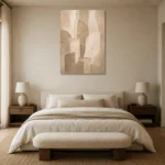 Beige Architectural Neutral Living Room Wall Art Canvas Print showcased in an elegant minimalist interior