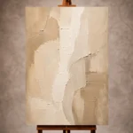 Warm beige and ivory Neutral Living Room Wall Art print for elegant interiors. No text or watermarks in design.