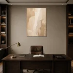 Warm Stone Textured Neutral Living Room Wall Art Canvas Print displayed in a contemporary gallery-inspired room