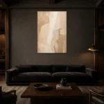 Warm Stone Textured Neutral Living Room Wall Art Canvas Print shown in a warm modern interior