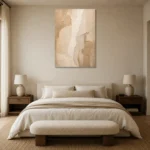 Warm Stone Textured Neutral Living Room Wall Art Canvas Print showcased in an elegant minimalist interior