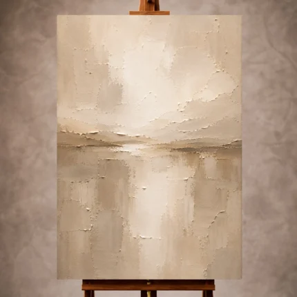 Taupe, beige, and ivory Neutral Living Room Wall Art print for elegant interiors. No text or watermarks in design.