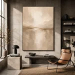 Taupe Horizon Neutral Living Room Wall Art Canvas Print - Image 3