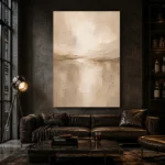 Taupe Horizon Neutral Living Room Wall Art Canvas Print - Image 4