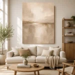 Taupe Horizon Neutral Living Room Wall Art Canvas Print - Image 7