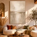 Taupe Horizon Neutral Living Room Wall Art Canvas Print - Image 8