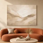 Ivory Drift Neutral Living Room Wall Art Canvas Print - Image 3