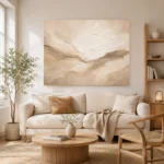 Ivory Drift Neutral Living Room Wall Art Canvas Print - Image 7