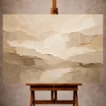 Warm beige, ivory, and taupe Neutral Living Room Wall Art print for elegant interiors. No text or watermarks in design.