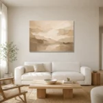 Warm Stone Planes Neutral Living Room Wall Art Canvas Print styled in a refined neutral interior