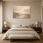 Warm Stone Planes Neutral Living Room Wall Art Canvas Print showcased in an elegant minimalist interior