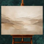 Warm Beige Minimalist Living Room Wall Art Canvas Print - Image 2