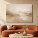Warm Beige Minimalist Living Room Wall Art Canvas Print - Image 3